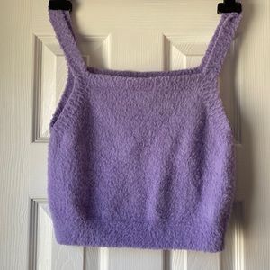 Purple fuzzy crop tank